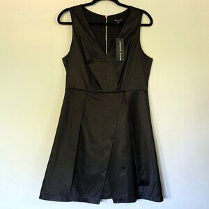 Paris Sunday Sleeveless Satin Dress Black Fit & Flare Little Black Dress NWT